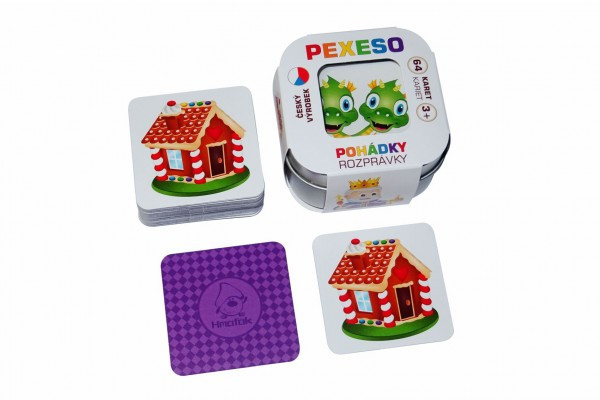 Pexeso Pohádky 64 karet společenská hra v plechové krabičce 6,5x6,5x4cm 9ks v boxu