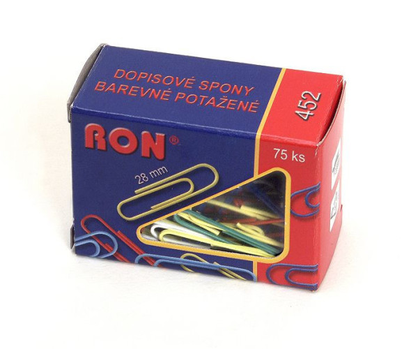 Spony 452B/28mm 75ks barevný mix RON