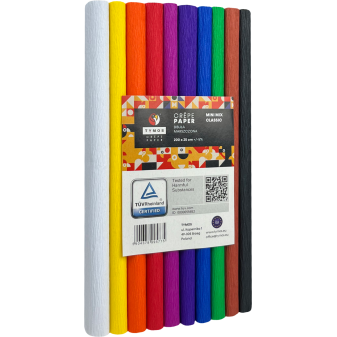 Krepový papír Mini - mix 10 barev, 0,25x2m 28 g/m2 M01