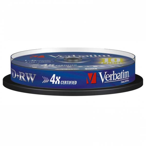 Verbatim DVD+RW, 43488, DataLife PLUS, 10-pack, 4.7GB, 2-4x, 12cm, General, Standard, cake box,