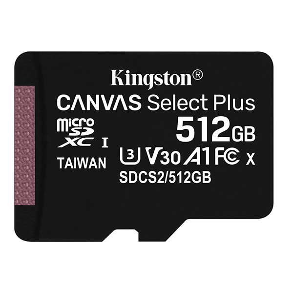 Kingston paměťová karta Canvas Select Plus, 512GB, micro SDXC, SDCS2/512GBSP, UHS-I U1 (Class 10