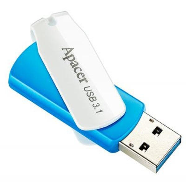 Apacer USB flash disk, USB 3.0 (3.2 Gen 1), 16GB, AH357, modrý, AP16GAH357U-1, USB A, s otočnou