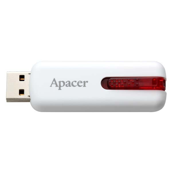 Apacer USB flash disk, 2.0, 32GB, AH326, bílý, AP32GAH326W-1, s výsuvným konektorem