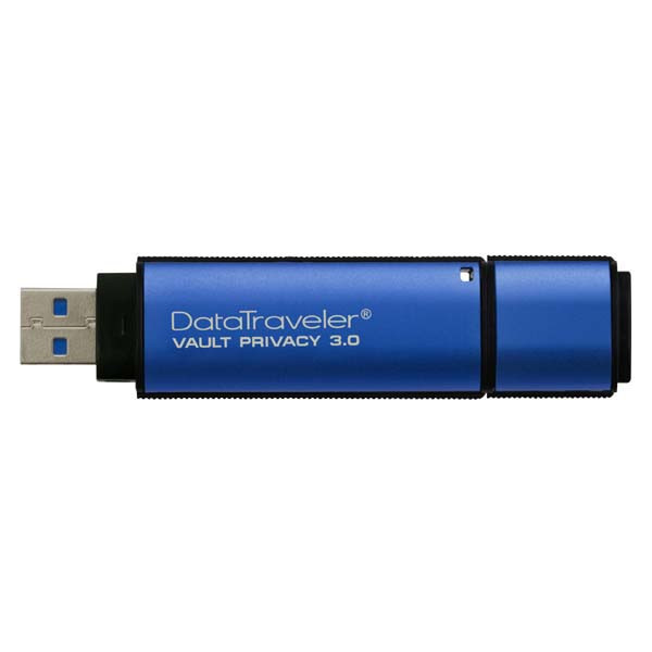 Kingston USB flash disk, USB 3.0 (3.2 Gen 1), 32GB, Data Traveler Vault Privacy, modrý, DTVP30/3
