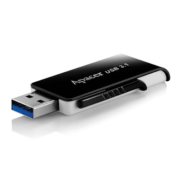 Apacer USB flash disk, USB 3.0 (3.2 Gen 1), 128GB, AH350, černý, AP128GAH350B-1, USB A, s výsuvn