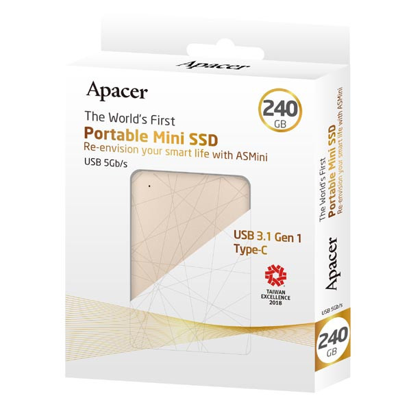 SSD Apacer 2.5, USB C (3.1), 240GB, ASMini, AP240GASMINI-1 400 MB/s,450 MB/s, externí