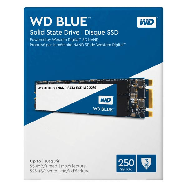 Interní disk SSD Western Digital M.2 SATA III, M.2 SATA III, 250GB, WD Blue 3D NAND, WDS250G2B0B