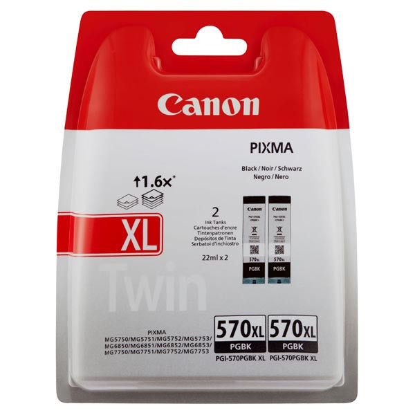 Canon originální ink PGI 570PGBK XL Twin Pack, black, blistr s ochranou, 22ml, 0318C007, Canon P