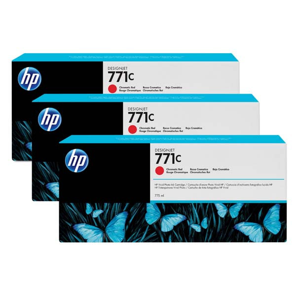 HP originální ink B6Y32A, HP 771C, chromatic red, 3ks, HP Designjet Z6200, Z6600, Z6800
