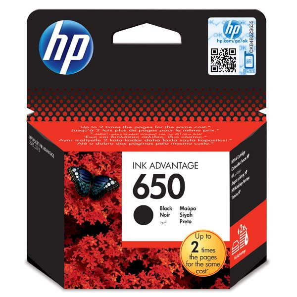 HP originální ink CZ101AE, HP 650, black, blistr, 360str., HP Deskjet Ink Advantage 2515 AiO, 35