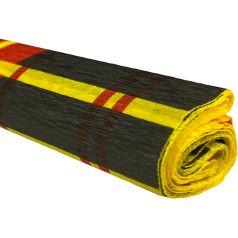 Krepový papír - Károvaná černá na žlutém 0,5x2m 28 g/m2 C05D58