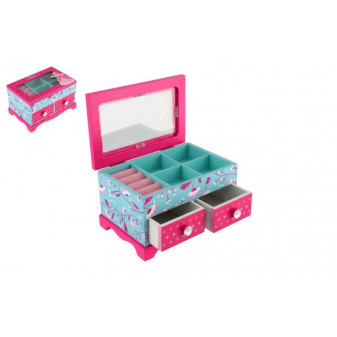 Szafka na biżuterię Princess 2 szuflady na zawiasach z drewna 18x12,5x12cm w pudełku