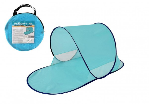 Namiot plażowy z filtrem UV 140x70x62cm samoskładający poliester/metal owalny niebieski w materiałowej torbie