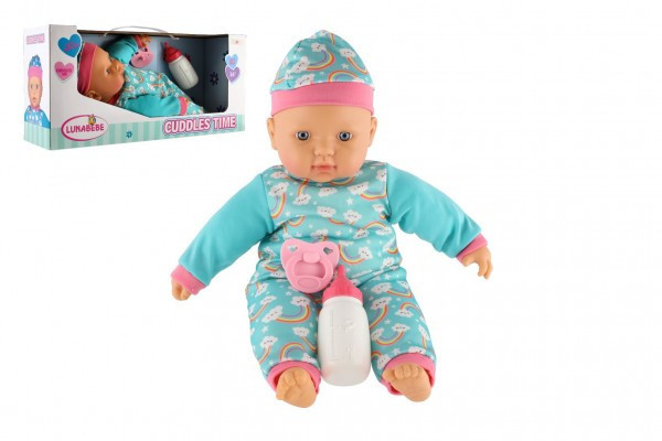 Lalka Baby 40cm miękkie body z butelką i smoczkiem w pudełku 41x19x12,5cm