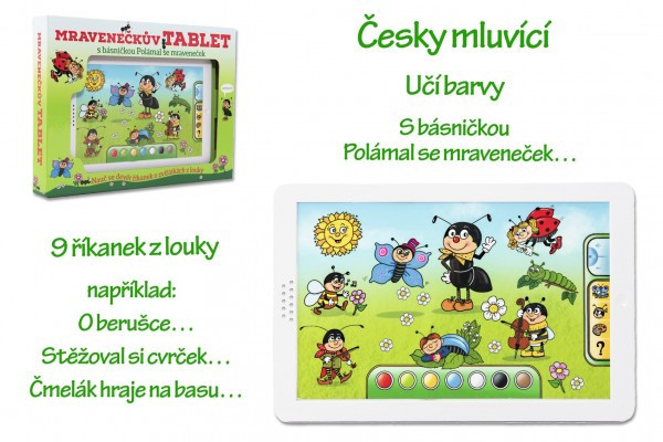 Tabletka mrówka plastikowa 30x20x2cm na baterie z dźwiękiem w pudełku 38x28x4,5cm