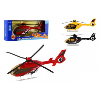 Helikopter/Helikopter plastikowy 23cm na baterie ze światłem i dźwiękiem 3 kolory w pudełku 27x11x5cm