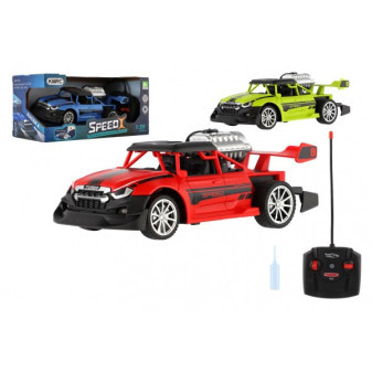 Auto RC buggy vypouštějící páru plast 20cm 40MHz na baterie se světlem 3 barvy v krabici 25x12x1