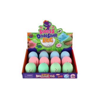 Dinosaurus ve vajíčku antistresový mačkací sliz 7cm 3 barvy 12ks v boxu