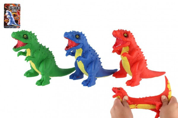 Dinosaurus naťahovací antistresový silikón 18cm 3 farby na karte