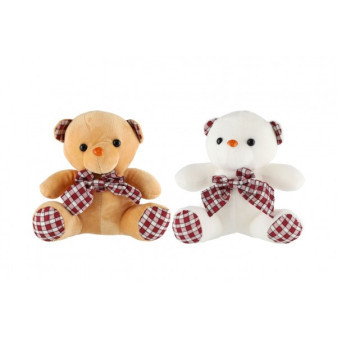 Medvěd/Medvídek sedící s mašlí plyš 18cm 2 barvy