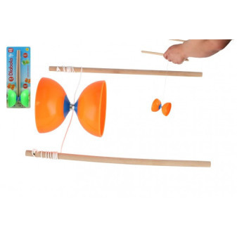 Diabolo velké sada plast/dřevo 35x12cm 2 barvy na kartě