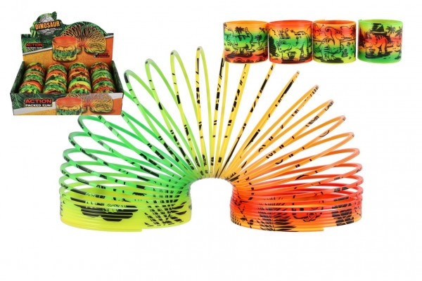 Spirála/pružina dinosaurus plast průměr 7,5cm v sáčku