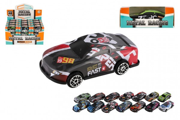 Auto závodní mini kov/plast 6cm na volný chod mix barev v krabičce