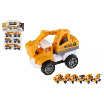 Auto stavební mini 6ks plast 7-8cm na zpětné natažení v sáčku