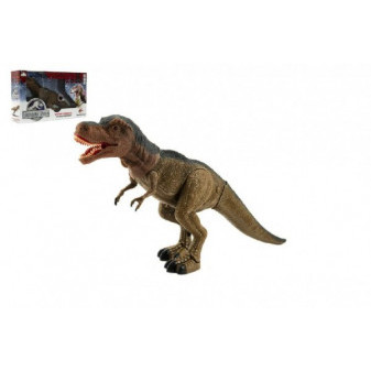 Dinosaurus tyranosaurus chodící plast 40cm na baterie se světlem se zvukem v krabici