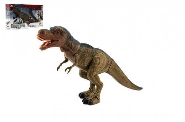Dinosaurus tyranosaurus chodiaci plast 40cm na batérie so svetlom so zvukom v krabici