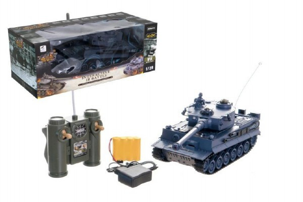 Tank RC plast 33cm TIGER I na baterie+dobíjecí pack 40MHz se zvukem a světlem v krabici 40x15x19