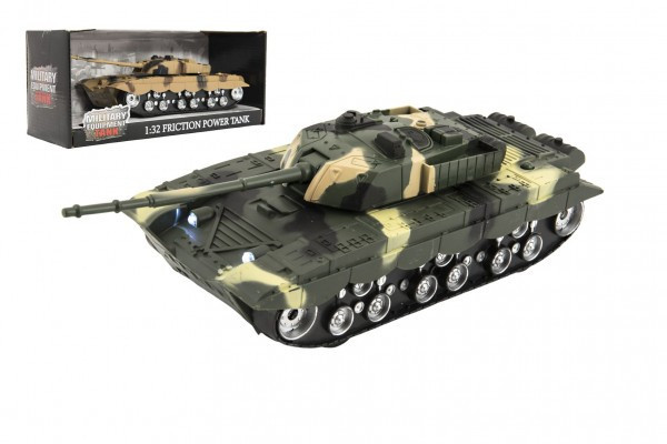 Tank plast 27cm na zotrvačník na batérie so svetlom so zvukom 2 farby v krabici 29x13x12cm