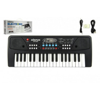 Pianko/Varhany/Klávesy 37 kláves, napájení na USB + přehrávač MP3 + mikrofon plast 40cm v krabic