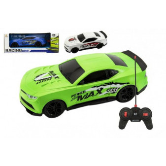 Auto RC 25cm plast zrýchľujúci 1:16 asst 3 farby na batérie + dobíjací pack v krabici 35x13x15cm