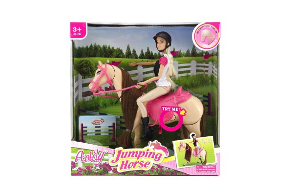 Czesanie konia w ruchu + lalka dżokej Anlily plastikowa w pudełku 35x36x11cm