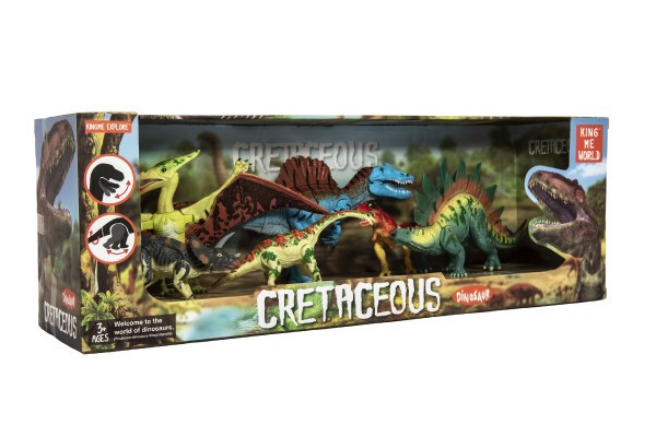 Zestaw Dinozaur ruchomy 6 szt plastikowy w pudełku 48x17x13cm