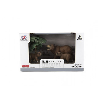 Zvířátka safari ZOO 10cm sada plast 4ks medvěd 2 druhy v krabičce 22x13x9,5cm