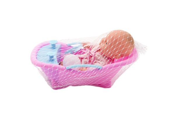 Body niemowlęce do wanienki z akcesoriami plastikowe 20cm 3 kolory w siatce