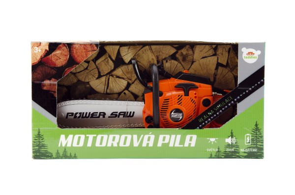 Motorová pila plast 40cm na baterie se zvukem v krabici 42x21,5x11cm