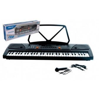 Fortepian/organ duży plastikowy 61 klawiszy 63x20cm z mikrofonem i USB na akumulatory litowo-jonowe w pudełku