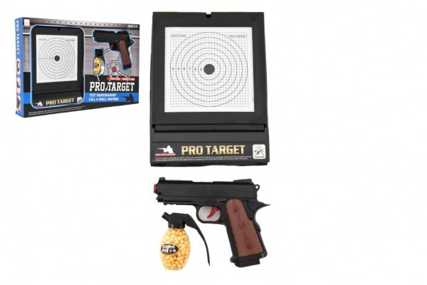 Pistolet plastikowy na kulki 6mm z tarczą w pudełku 45x29x5cm