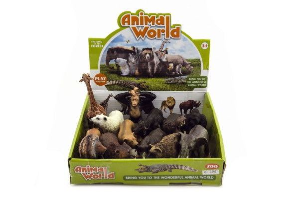 Zvířátka safari ZOO plast 10cm mix druhů 12ks v boxu
