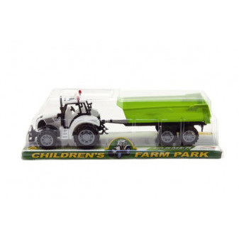 Traktor s vlekem a výklopkou plast 35cm 2 barvy na setrvačník v blistru