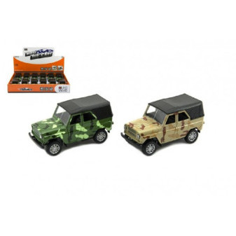 Auto vojenské UAZ-469 B kov 12cm na baterie se zvukem se světlem 2 barvy na zpětný chod