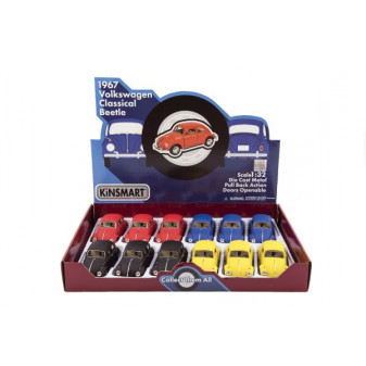 Auto Kinsmart VW Classical Beetle kov/plast 13cm na zpětné natažení 4 barvy