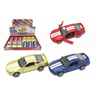 Auto Kinsmart 2006 Ford Mustang GT 1:38 12,5cm kov/plast 4 barvy na zpětné natažení 12ks v boxu