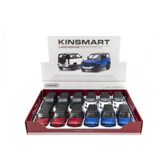 Auto Kinsmart Land Rover Defender 90 kov/plast 1:36 12,5cm na zpětné natažení 4 barvy 12ks v box