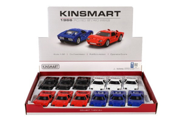 Kinsmart 1966 Ford GT40 MKII metal/plastik 13cm 4 kolory wycofać 12 sztuk w pudełku