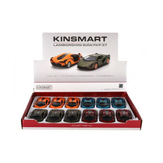 Auto Kinsmart Lamborghini  Sián FKP 37 kov/plast 13cm 4 barvy na zpětné natažení 12ks v boxu