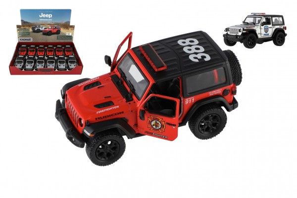 Kinsmart Jeep Wrangler Radiowóz 2018 metal/plastik 12cm 2 kolory na rewersie nat. 12 sztuk w pudełku